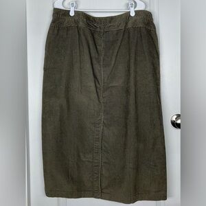 Eddie Bauer Skirt Sz 18 NWOT Green Corduroy Midi Y2K Old Money Dark Academia